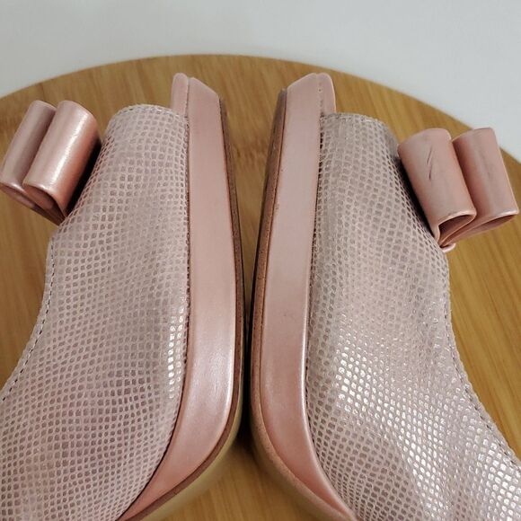 Anne Klein High Heel Shoes Akeuropa Pink Peep Toe Bow Slingback Size 9 M - Picture 10 of 11